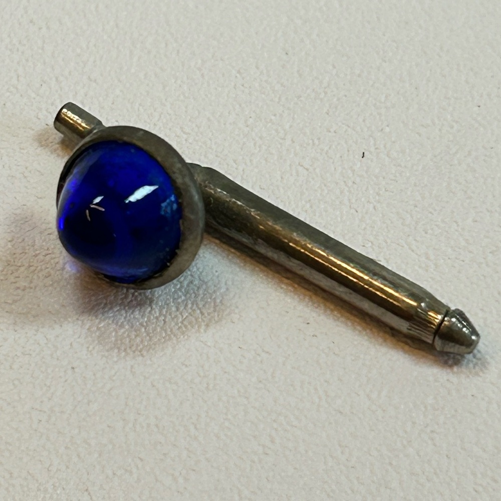 Vintage Two Pairs + Cobalt Blue Glass Chain Link Cufflinks Domed Art Deco - Picture 5 of 8